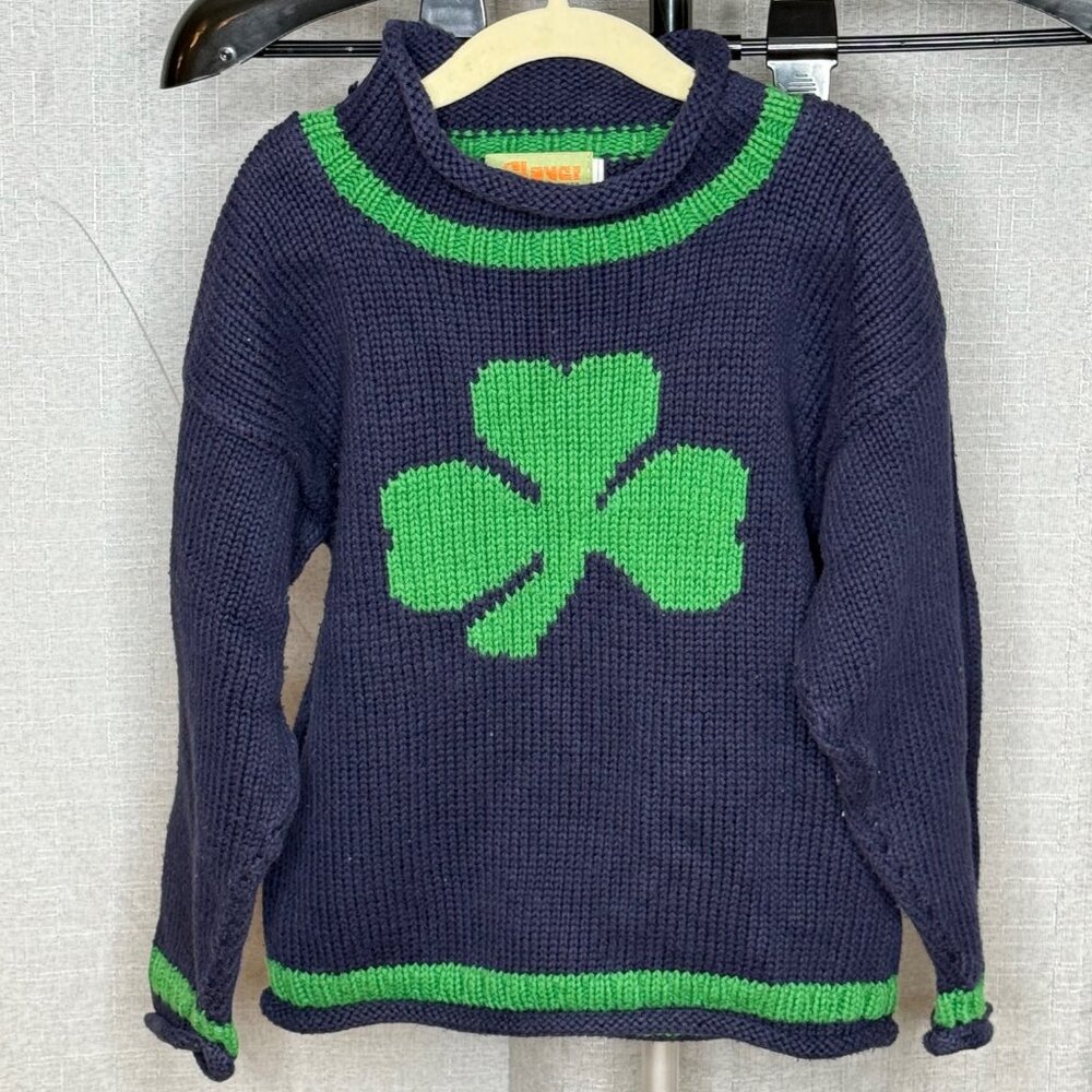 Claver Sweaters - Girls Rollneck St. Patrick's Day Shamrock Sweater - Size 7